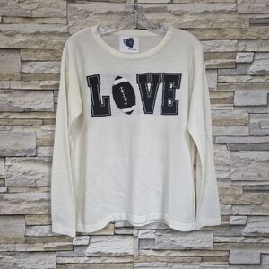 ​Just Madison Sweater Women's Size M Ivory Football LOVE Graphic Knit Casual